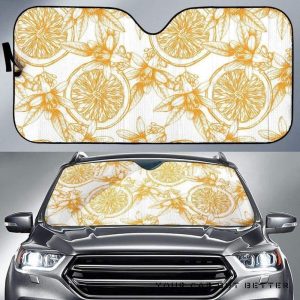 Hand Drawn Orange Fruit Pattern Car Auto Sun Shade