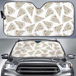 Hand Drawn Pizza Pattern Car Auto Sun Shade