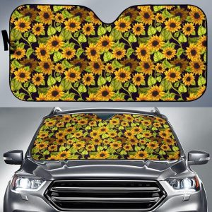 Hand Drawn Sunflower Car Auto Sun Shade