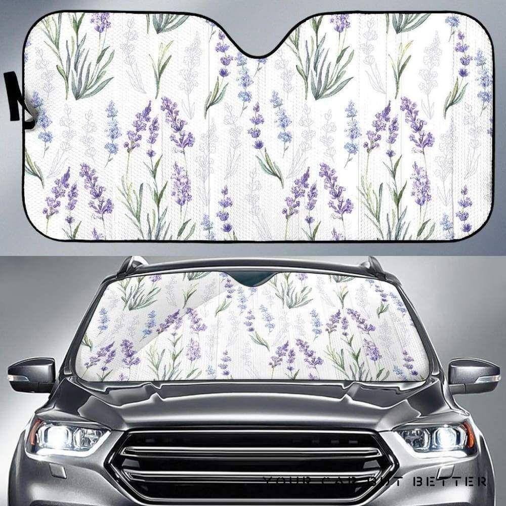 Hand Painting Watercolor Lavender Car Auto Sun Shade Hand Painting Watercolor Lavender Car Auto Sun Shade
