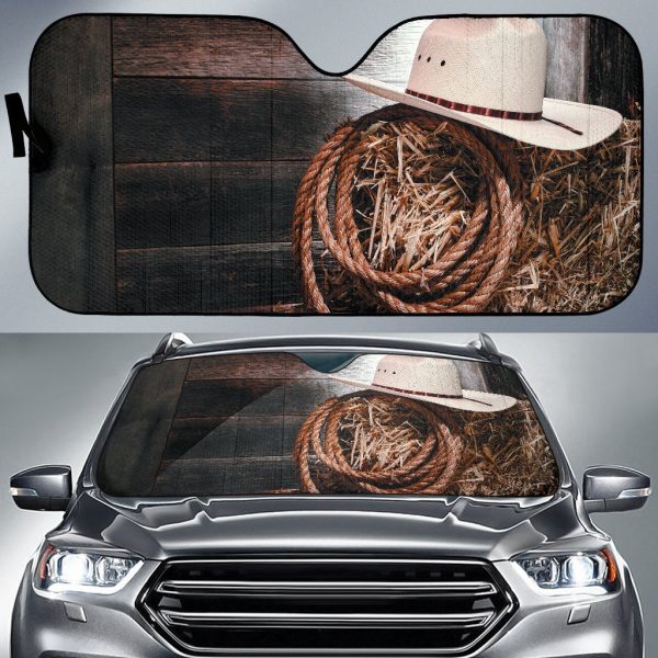 Hat And Ropes Of Cowboy Car Auto Sun Shade