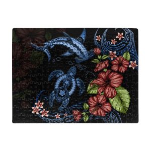 Hawaii Map Shark And Turtle Hibiscus Jigsaw Puzzle Set