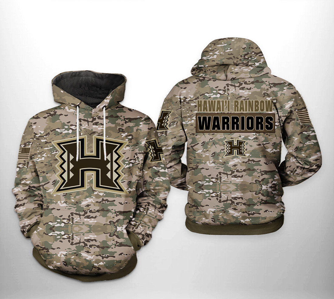 Hawaii Rainbow Warriors NCAA Camo Veteran 3D Printed Hoodie/Zipper Hoodie Hawaii Rainbow Warriors NCAA Camo Veteran 3D Printed Hoodie/Zipper Hoodie