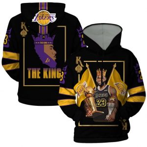 He King Lebron James Los Angeles Lakers Champion Trophy 3D Printed Hoodie/Zipper Hoodie