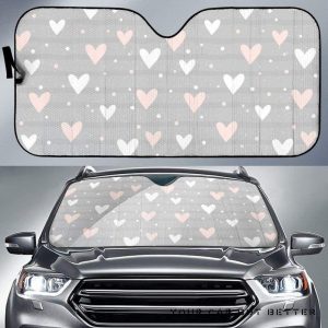 Heart Pattern Gray Car Auto Sun Shade