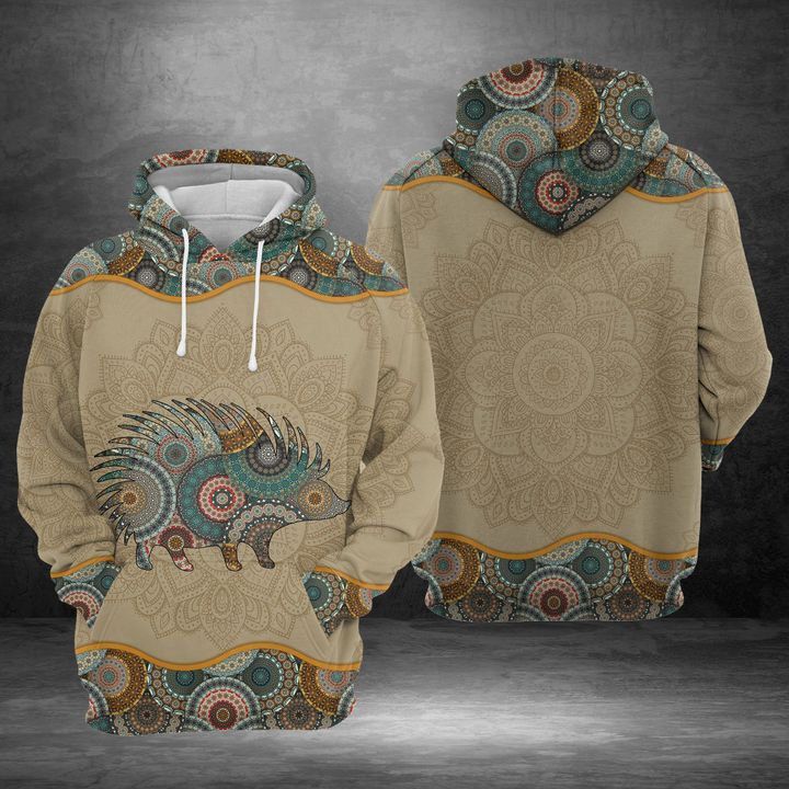 Hedgehog Mandala 3D Printed Hoodie/Zipper Hoodie Hedgehog Mandala 3D Printed Hoodie/Zipper Hoodie