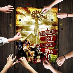 Heifer Live Like Someone Left The Gate Open Jigsaw Puzzle Set
