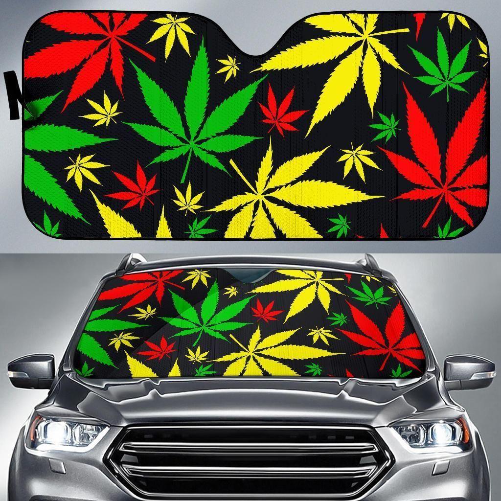 Hemp Leaves Reggae Car Auto Sun Shade Hemp Leaves Reggae Car Auto Sun Shade