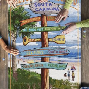 Hilton Head Island, South Carolina Destinatios Sign Jigsaw Puzzle Set