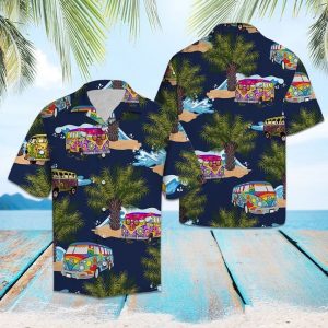 Hippie Bus Hawaiian Shirt Summer Button Up