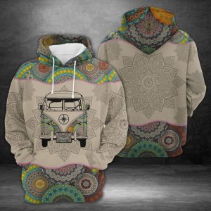 Hippie Bus Mandala 3D Printed Hoodie/Zipper Hoodie