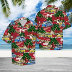 Hippie Car Palm Island Hawaiian Shirt Summer Button Up