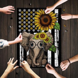 Hippie Elephant Sunflower Jigsaw Puzzle Set