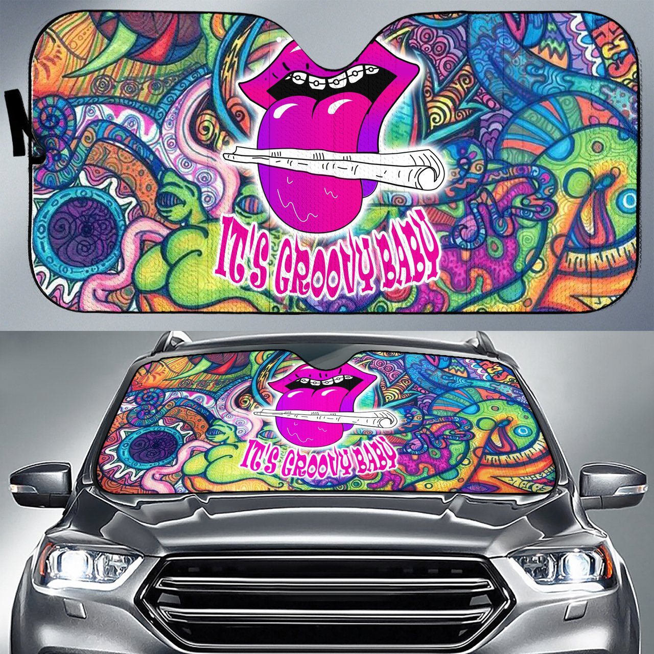 Hippie Its Groovy Baby Car Auto Sun Shade Hippie Its Groovy Baby Car Auto Sun Shade