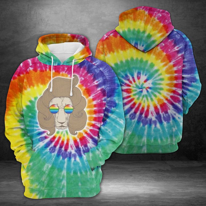 Hippie Lion Tie Dye 3D Printed Hoodie/Zipper Hoodie Hippie Lion Tie Dye 3D Printed Hoodie/Zipper Hoodie