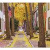 Historic Cobblestone Road & Bright Fall Leaves Jigsaw Puzzle Set