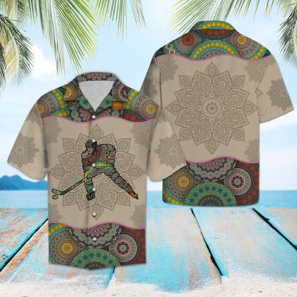 Hockey Mandala Hawaiian Shirt Summer Button Up