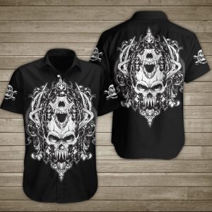 Horned Warrior Skull Hawaiian Shirt Summer Button Up