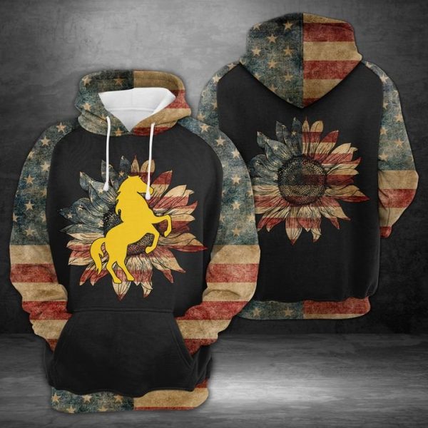 Horse American Flag 3D Printed Hoodie/Zipper Hoodie