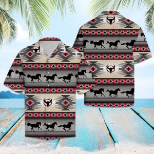 Horse Native Pattern Hawaiian Shirt Summer Button Up