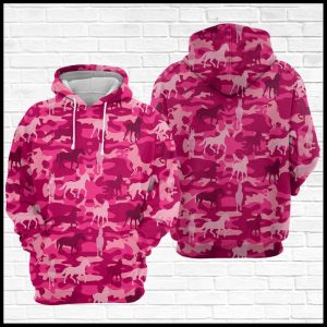 Horse Pink Camo Pattern 3D Printed Hoodie/Zipper Hoodie