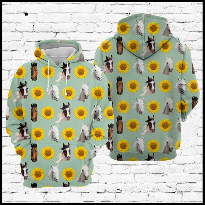 Horses And Sunflowers 3D Printed Hoodie/Zipper Hoodie Horses And Sunflowers 3D Printed Hoodie/Zipper Hoodie