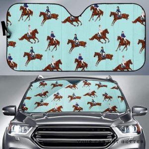 Horses Running Horses Rider Pattern Car Auto Sun Shade