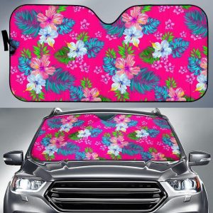 Hot Pink Aloha Hibiscus Car Auto Sun Shade