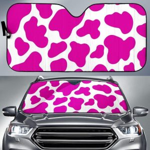 Hot Pink And White Cow Car Auto Sun Shade
