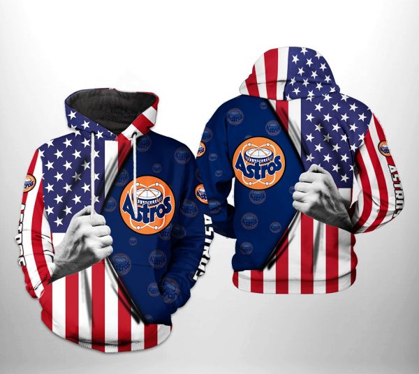 Houston Astros MLB US Flag 3D Printed Hoodie/Zipper Hoodie