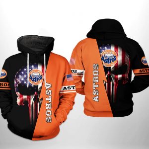 Houston Astros MLB US Flag Skull 3D Printed Hoodie/Zipper Hoodie