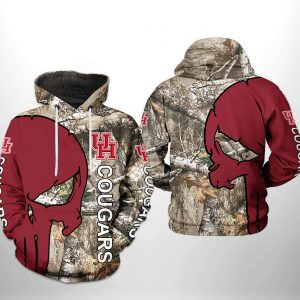Houston Cougars NCAA Camo Veteran Hunting 3D Printed Hoodie/Zipper Hoodie