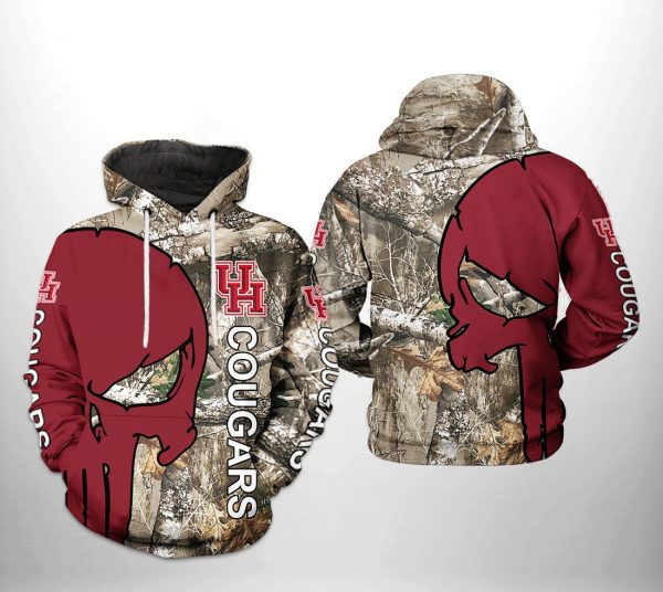 Houston Cougars NCAA Camo Veteran Hunting 3D Printed Hoodie/Zipper Hoodie