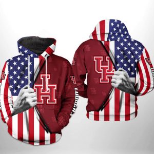 Houston Cougars NCAA US Flag 3D Printed Hoodie/Zipper Hoodie