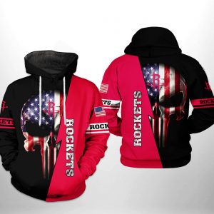Houston Rockets NBA US Flag Skull Team 3D Printed Hoodie/Zipper Hoodie