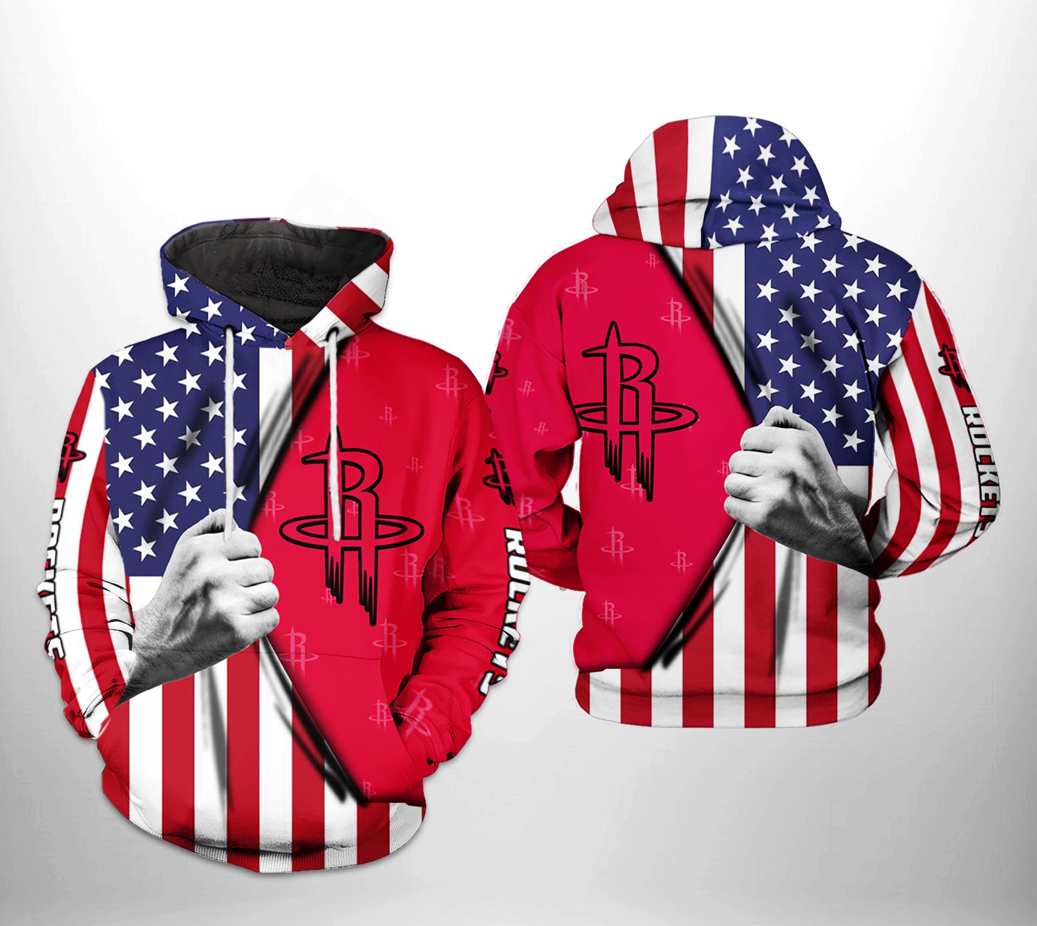 Houston Rockets NBA US Flag Team 3D Printed Hoodie/Zipper Hoodie Houston Rockets NBA US Flag Team 3D Printed Hoodie/Zipper Hoodie
