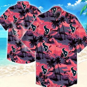 Houston Texans Coconut Tree Hawaiian Shirt Summer Button Up