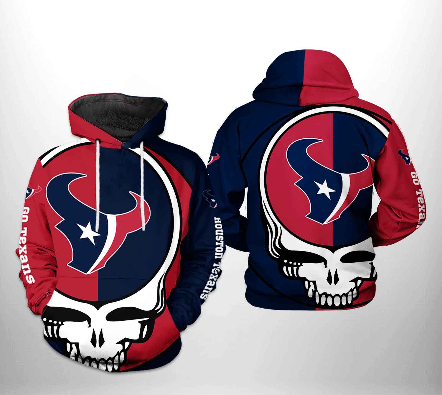 Houston Texans NFL Grateful Dead 3D Printed Hoodie/Zipper Hoodie Houston Texans NFL Grateful Dead 3D Printed Hoodie/Zipper Hoodie