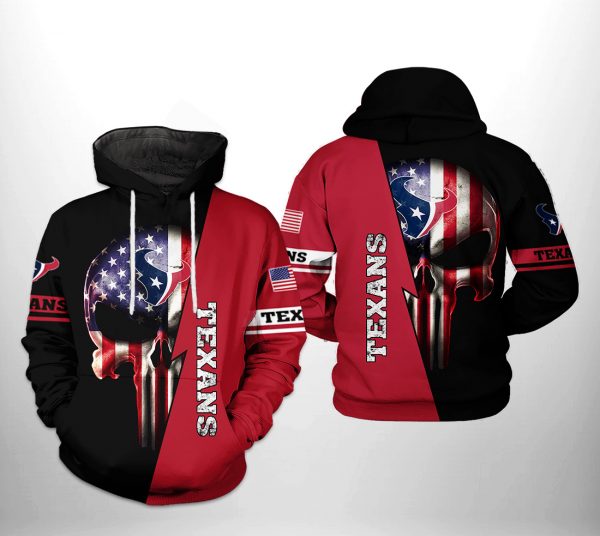 Houston Texans NFL US Flag Skull Team 3D Printed Hoodie/Zipper Hoodie