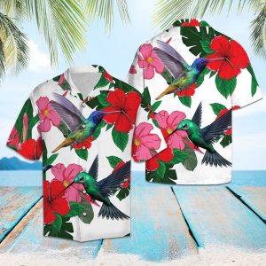 Hummingbird And Hibiscus Hawaiian Shirt Summer Button Up