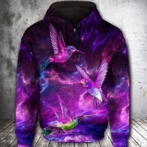 Hummingbird Purple 3D Printed Hoodie/Zipper Hoodie