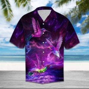 Hummingbird Purple Hawaiian Shirt Summer Button Up