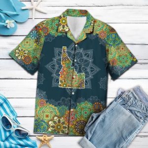 Idaho Floral Mandala Hawaiian Shirt Summer Button Up