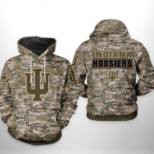 Indiana Hoosiers NCAA Camo Veteran 3D Printed Hoodie/Zipper Hoodie
