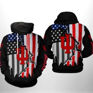 Indiana Hoosiers NCAA US Flag 3D Printed Hoodie/Zipper Hoodie