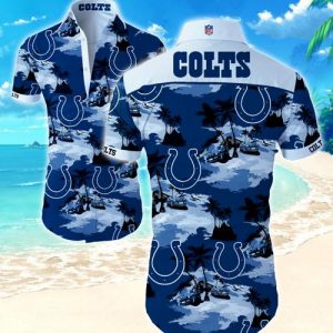 Indianapolis Colts Coconut Tree Hawaiian Shirt Summer Button Up