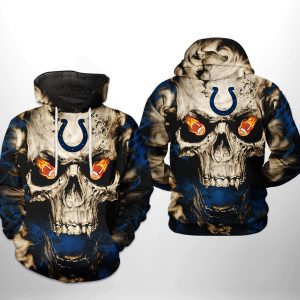 Indianapolis Colts NFL Skull Team 3D Printed Hoodie/Zipper Hoodie