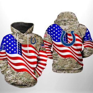 Indianapolis Colts NFL US Flag Camo Veteran Team 3D Printed Hoodie/Zipper Hoodie