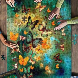 Insects, Butterflies In Colorful Background Jigsaw Puzzle Set