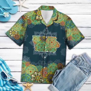 Iowa Floral Mandala Hawaiian Shirt Summer Button Up
